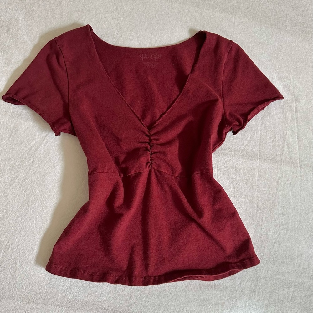 John Galt Burgundy Cina Cinched Top